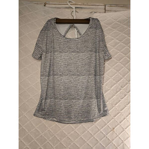 Women's Champion Short Sleeve Tee M White Black Striped